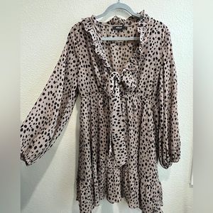 Spotted Tie Front Dress - Size L